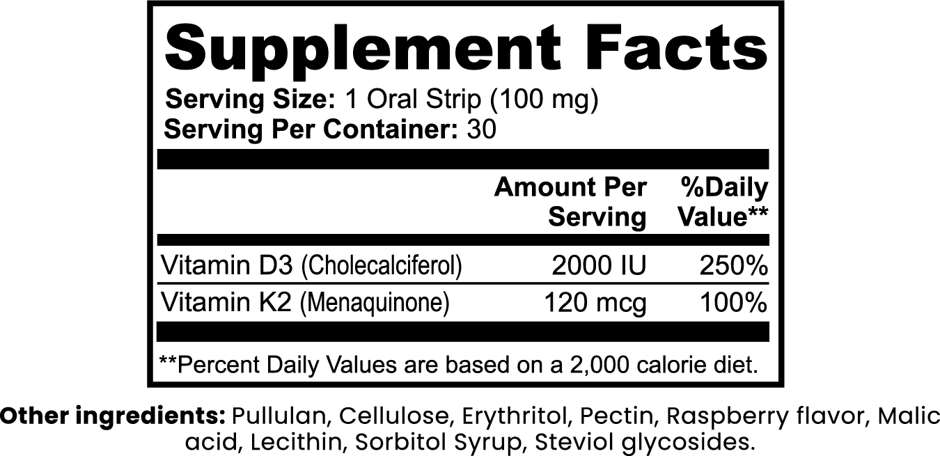 Vitamin D3 + K2 Strips